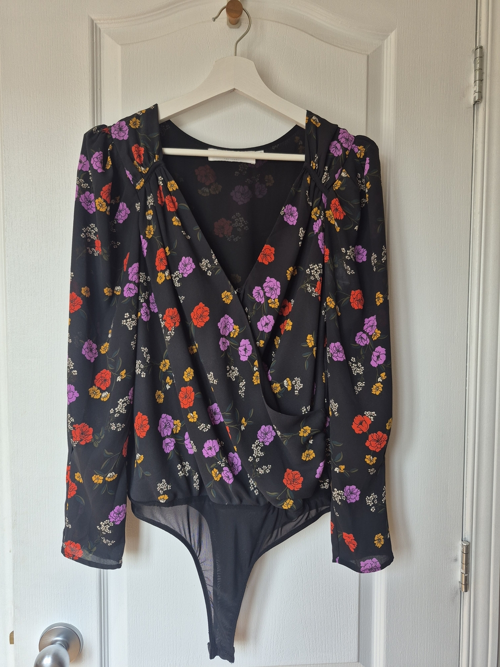 ASTR the Label Black Floral Bodysuit